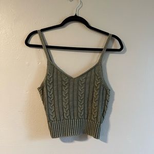 Cable knit cropped tank top